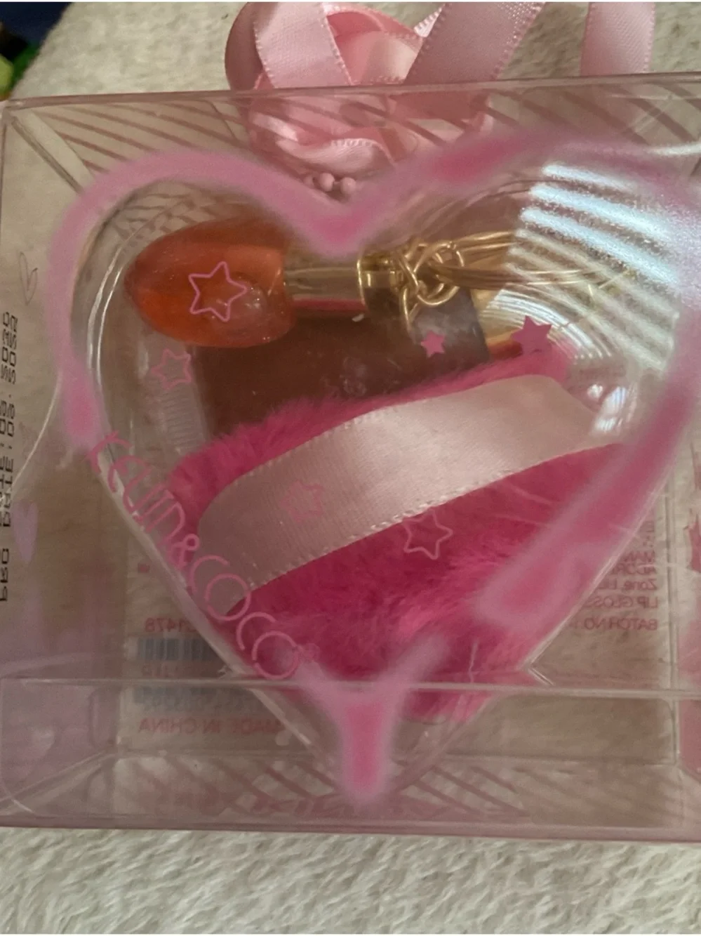 Pink Plush Lip Gloss Keychain